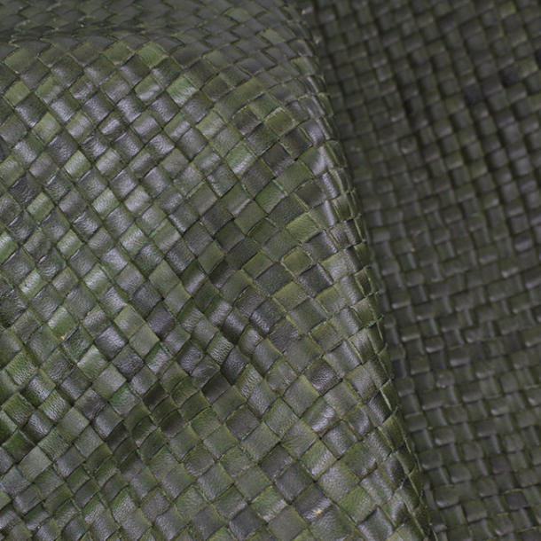 Geweven leer van 1,8mm - 44 cm breed groen 25cm