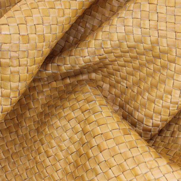 Woven leather 1,8mm - 44cm wide Yellow 100cm