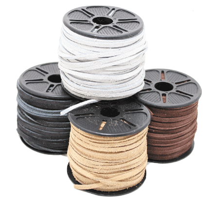 Corde en cuir refendu sude 3,5mm largeur - 2mm d'paisseur