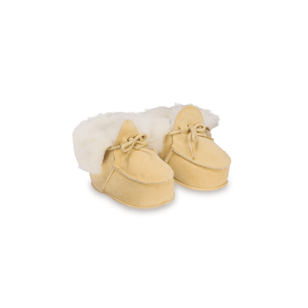 Pantoufles en peau d'agneau avec des lacets - pour bbs - Beige